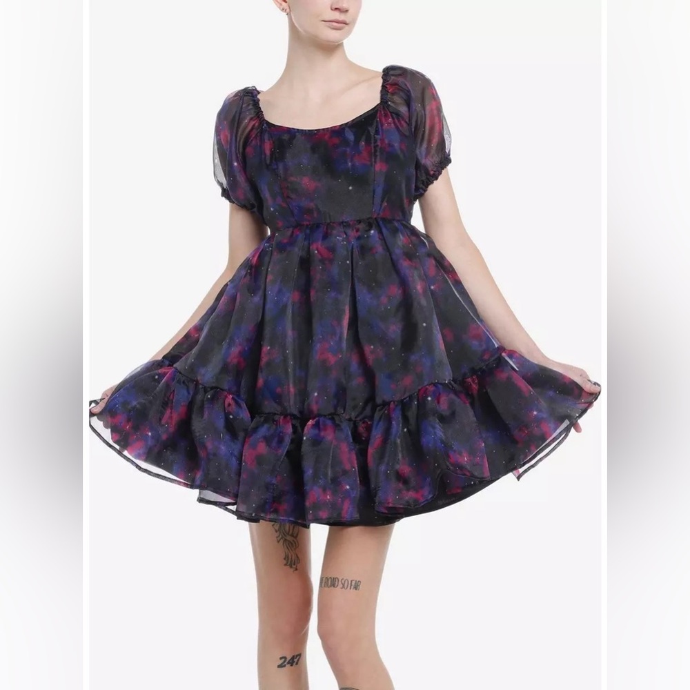 Hot Topic Cosmic Aura Galaxy Organza Dress Small New With Tags